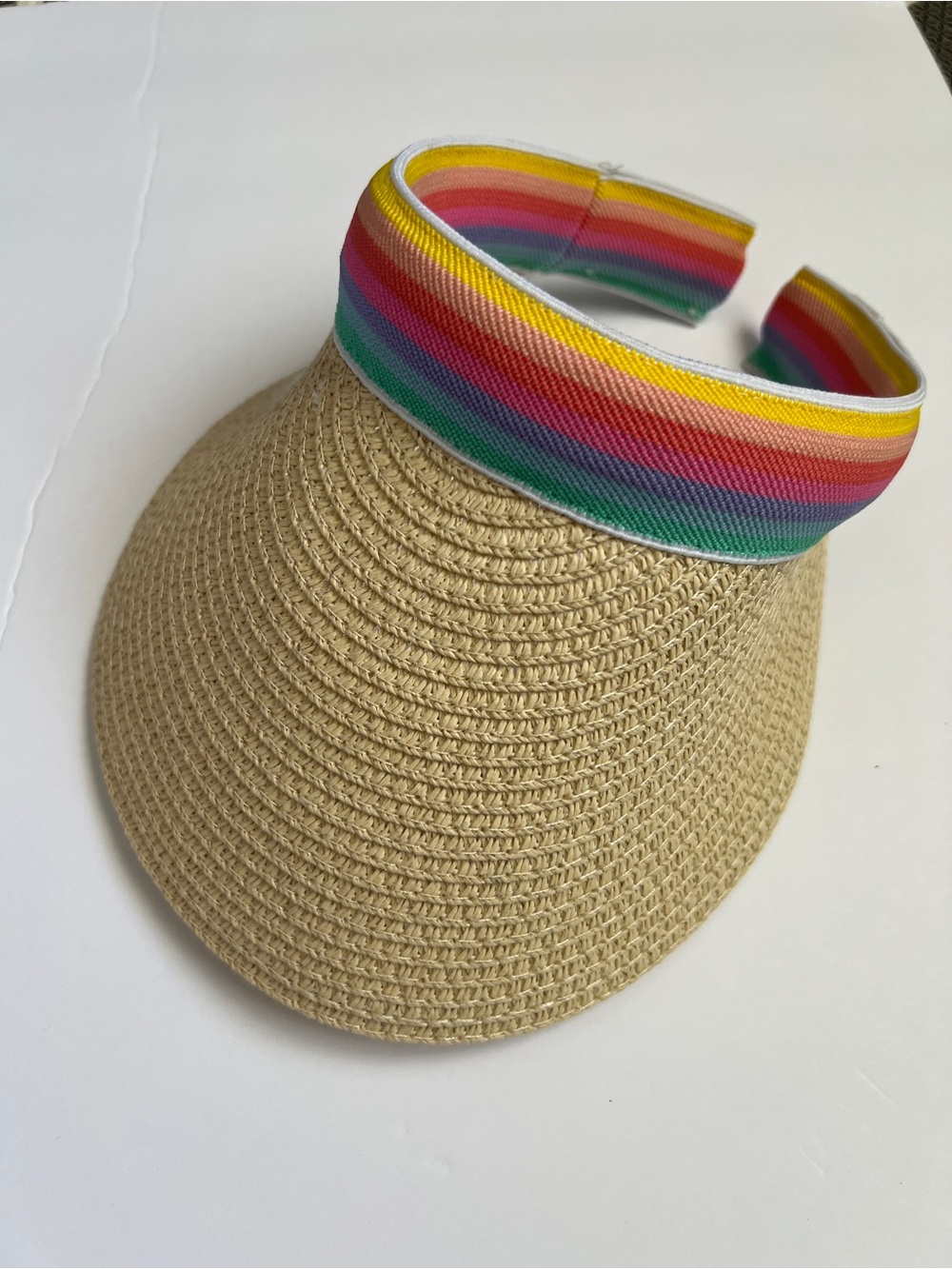 LuLaRoe Women’s Rainbow Stripe Straw Visor